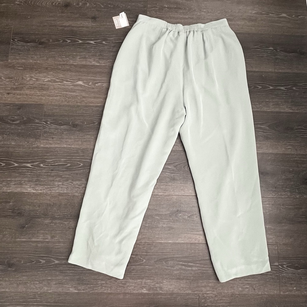 Liz Claiborne NWT Vintage 100% Silk Green Pants Sz 18‎ Quiet Luxury Minimalist - Picture 4 of 7